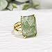 Green Stone Ring, Natural Green Strawberry Quartz Aura Ring for Women, 18k Gold Plated Adjustable Green Gemstone Rings Modern Jewelry for Women