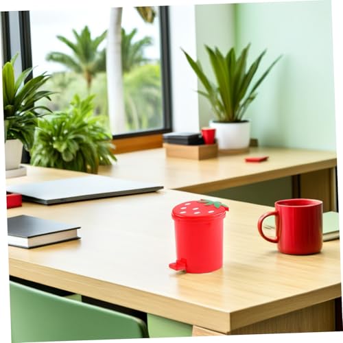 Bote de basura pequeño rojo para escritorio con tapa miniatura 7