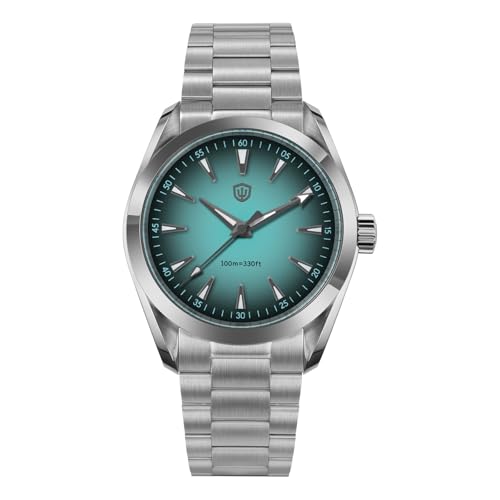 Image of watchdives VH31 Quartz Watch, WD0006 Stainless Steel Men Watches 38mm Domed Sapphire Crystal Luxury Wrist Watch Sweep Sport Watch 100M Waterproof (Blue Black)