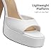 DREAM PAIRS Platform Heels for Women, Square Toe Chunky High Heels Ankle Strap Sandals for Wedding Party Formal Event,Size 6,White,SDHS25005W