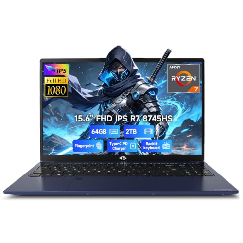 Image of NIMO 15.6 FHD Gaming-Laptop, AMD Ryzen 7 8745HS 64GB DDR5 RAM 2TB SSD (Beat i7-1360P, up to 4.9GHz) Radeon 780M GPU, FHD 100W Fast PD USB4 for AI Multitasking Streaming Creators College, 2-Y-Warranty