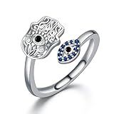 Grmpt Silver Plated Hamsa Evil Eye Rings for Women Hamsa Hand of Fatima Rings Evil Eye Ring (Style A)