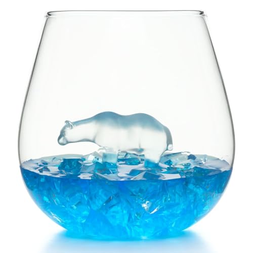 CKB LTD Ours polaire dans un grand gobelet en verre 500ml - Idéal pour l'eau, le whisky et les jus d'orange - Verre à boire unique et original 1 pièce