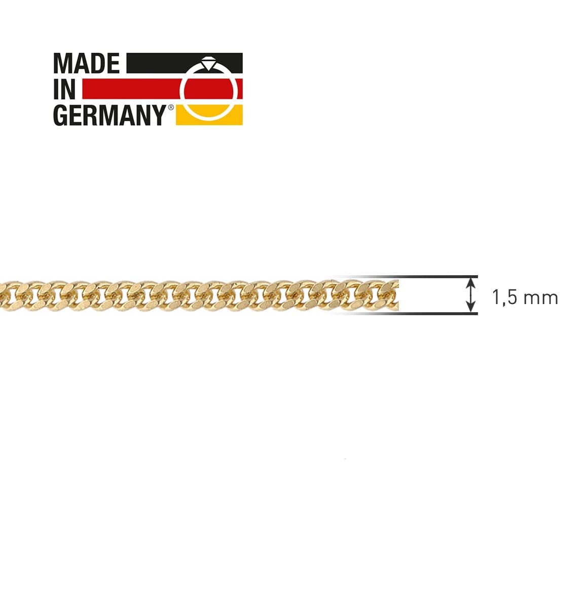 trendor Stabile Panzerkette für Anhänger Silber 925 vergoldet 1,4 mm 15300 | wunderschöne Geschenkidee, Halsschmuck für Damen und Herren,
