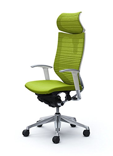 オカムラ オフィスチェア バロン 可動ヘッドレスト 可動肘 座クッション ライムグリーン CP81BW-FGR5