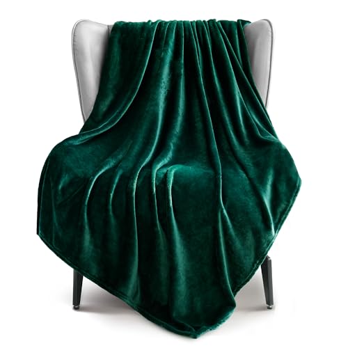 Exclusivo Mezcla Extra Large Fleece Throw Blanket for Couch, Sofa, 300GSM Super Soft and Warm Blankets, Forest Green Throw All Season Use, Cozy, Plush, Lightweight, 50×70 Inches