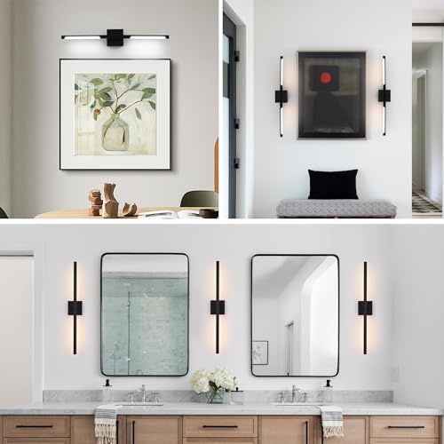 Image of TODOLUZ 30-Inch 5CCT 18W LED Vanity Lighting, Black Bathroom Light Fixture Over Mirror 2700K-5500K with Adjustable Lamp Tube