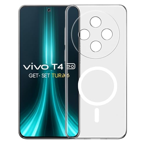 Image of AEETZ Clear Back Case for iQOO Z10 5G / Vivo T4 5G, Hard PC Shockproof Transparent Back Cover Case Compatible with Mag-Safe, Anti-Yellowing (Vivo T4 5g)