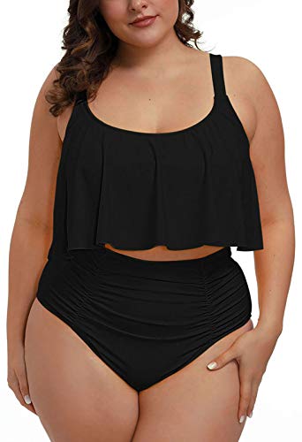 Sovoyontee Women's 2 Piece Plus Size High Waisted Swimsuit Bathing Suit3