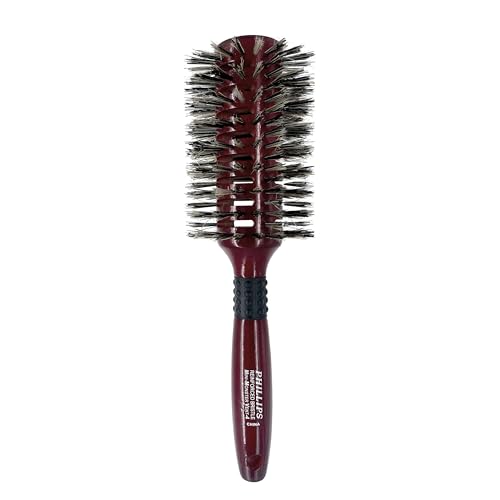 Phillips Brush Monster Vent 4 Professional Hair Brush (2.75” Diameter Barrel) - Vented Blowout Hairbrush with Nylon Reinforced Boar Hair Bristles, Beech Wood Handle with Rubber Grip