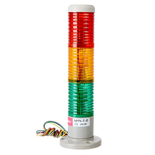 110V AC Industrial Signal Tower Lamp - Red LED Flash Light With Buzzer Alarm For Machinery