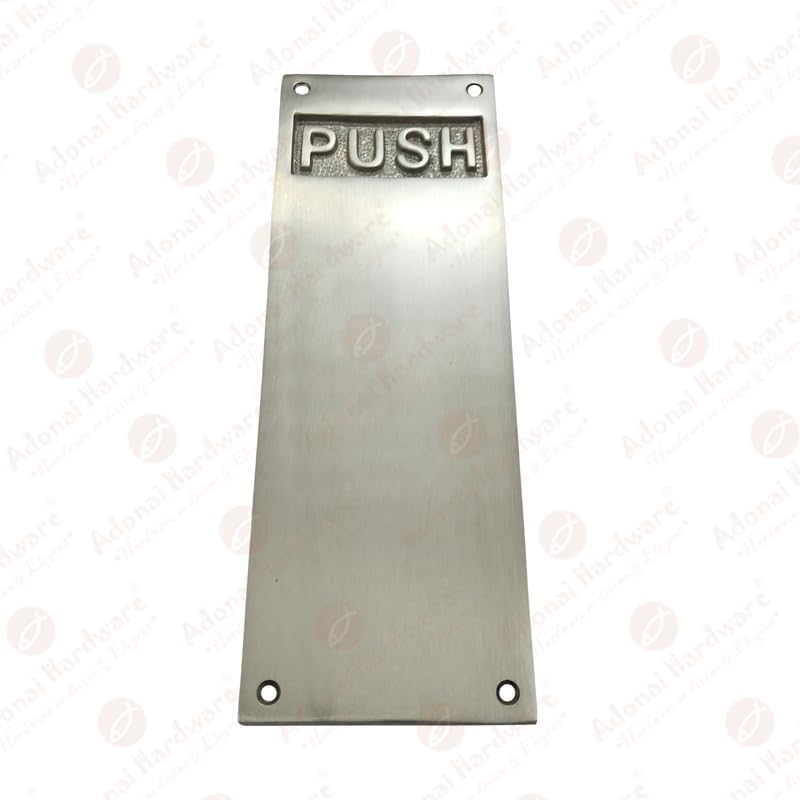 Adonai Hardware 10 Inch "Aholibamah" Brass Push Plate - Antique Brushed Nickel
