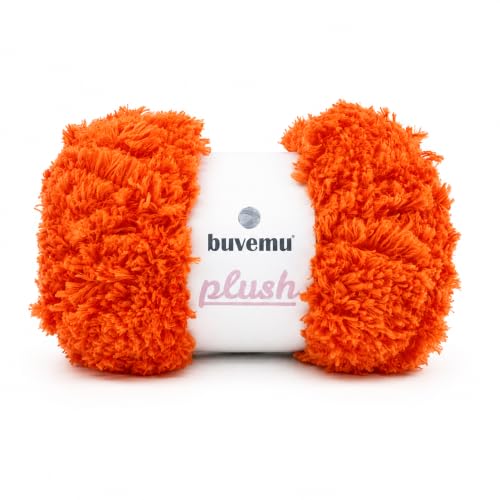 Image of Plush Faux Fur Bulky Yarn, Super Soft Fluffy Fuzzy for Knitting Crocheting Crafting, 100 Gram (3.53 Ounces) 109 Yards (100 Meters) (Bright Orange)