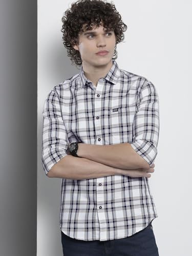 Image of The Indian Garage Co Men Regular Fit Checkered Full Sleeves Cutaway Collar Casual Shirt