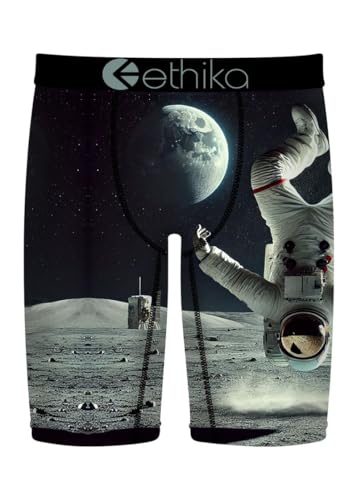 Ethika Men’s Boxer Brief, Knee Length, 4-Way Stretch Performance Underwear with Graphic Prints – Astro BackFlip (AST, 4XL)