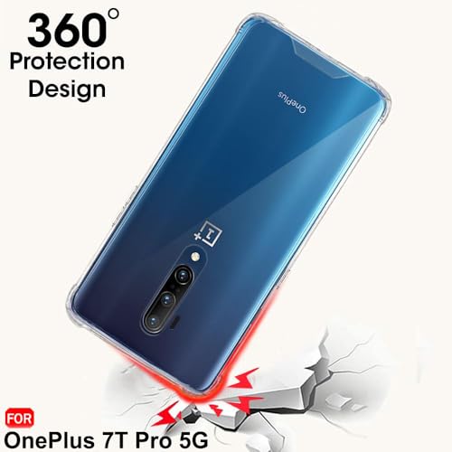 Image of TheGiftKart Crystal Clear Back Cover Case for OnePlus 7T Pro | 360 Degree Protection | Shock Proof Design | Transparent Back Cover Case for OnePlus 7T Pro (PC & TPU, Transparent Bumper)
