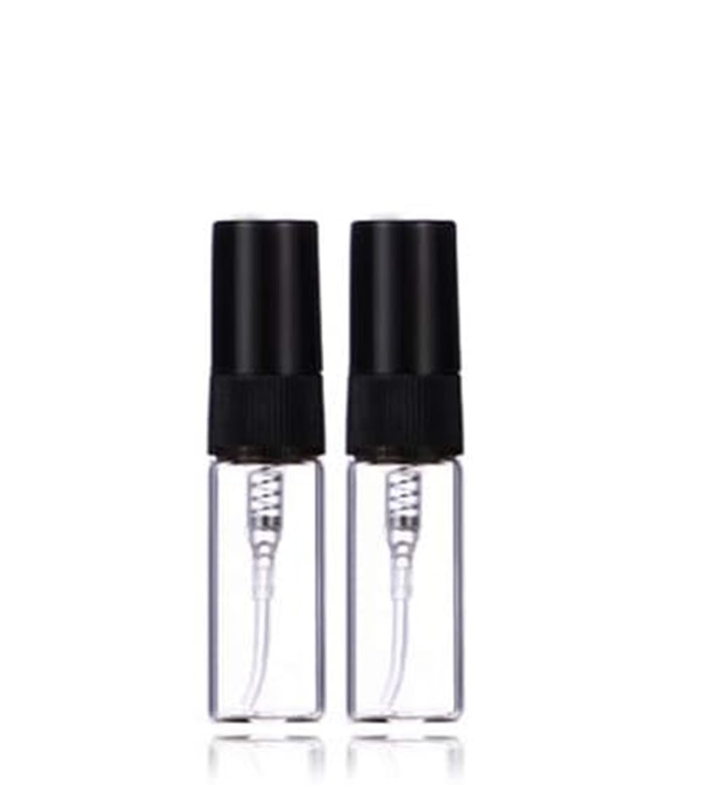 Cmj Clear Cmj™ 2 X 3Ml Glass Spray Bottles Atomiser Travel Perfume Liquid Sample Atomizer Black Lid Uk Seller (Two Bottles)