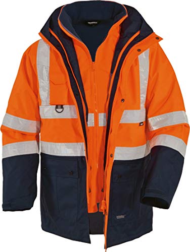 Vizwell Parka 5 in 1, Warnschutz, Leuchtorange/Marine (2XL) Cover
