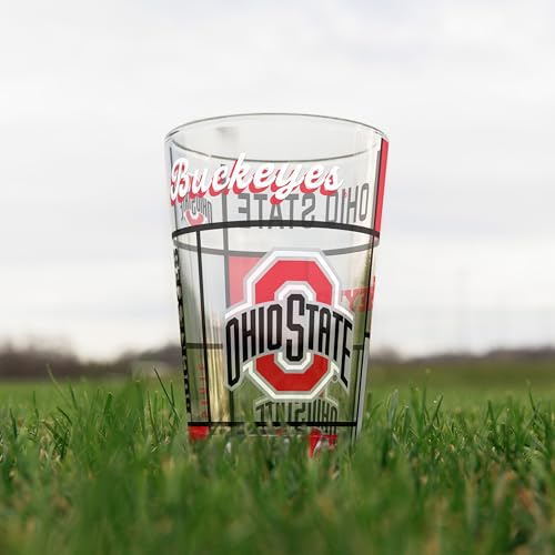 Image of Logo Brands NCAA oz Stained Glass Pint Glass - 3D Embossed Logo & Bold Team Colors - Durable Sports Fan Beer Glass for Home, Bar & Tailgates