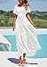 PRETTYGARDEN Womens Summer Puff Short Sleeve Maxi Dress Square Neck Smocked Tiered Ruffle A Line Long Flowy Beach Dresses (White,Large)