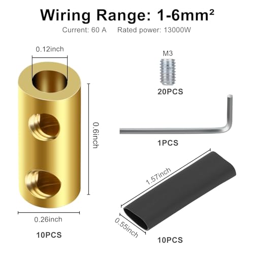 image for Linkstyle 10PCS 10AWG Wire Connector Nut Kit, 60A 16-10 Gauge Splicing