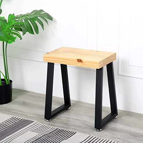 Image of Metal Table Legs Set of 2 Heavy-Duty Trapezoid Steel Legs for Dining Tables Kitchen Tables Coffee Tables & Modern Industrial Furniture Black Powder-Coated DIY Furniture Base