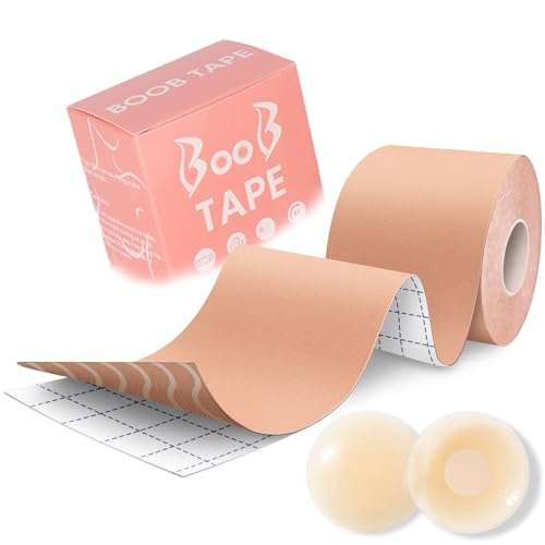 La mejor comparación de Cinta adhesiva para lencería para Mujer al mejor precio. 40 Cinta para Busto y Cubre Pezones para Mujer, 5M*5CM Cinta Levanta Busto de Algodón y Pezoneras de Silicona Adhesiva para Vestidos o Blusas, Cinta para Pechos Boob Tape Invisible,...