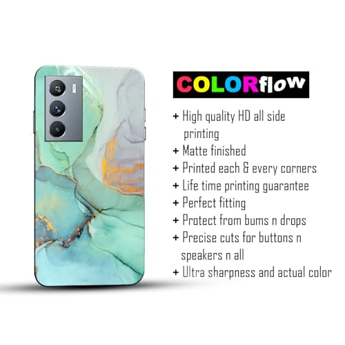 Image of COLORflow Back Cover Compatible with iQOO 9 SE 5G | Beautiful Green Marble | Designer Printed Hard CASE Bumper Back Cover Compatible with iQOO 9 SE 5G
