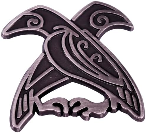 Huginn and Muninn Odin Ravens Raven Crow Runes Norse Viking God Celtic Mythology 1.2" Enamel Pin Badge