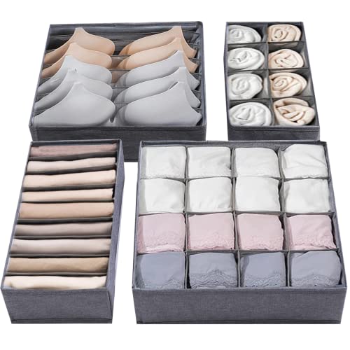 Lot de 4 boîtes de rangement pliables pour vêtements, sous-vêtements, vêtements, différentes tailles Cover