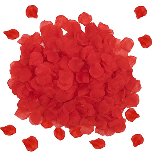 1000PCS Red Rose Petals for Bedroom Artificial Rose Flowers Petals Fake Rose Petals for Romantic Scenes Marry Me Decorations Wedding Anniversary Birthday and Other Decoration Scenes