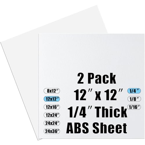 Image of ABS Plastic Sheet 1 /4 Inch Thick 12 inch x 12 inch (2-Pack),Two-Sided Heat Moldable Panel (Thermoplastic Textured Front & Smooth Back), White Thermoform Board Great for DIY Projects, Decor, Handcrafts