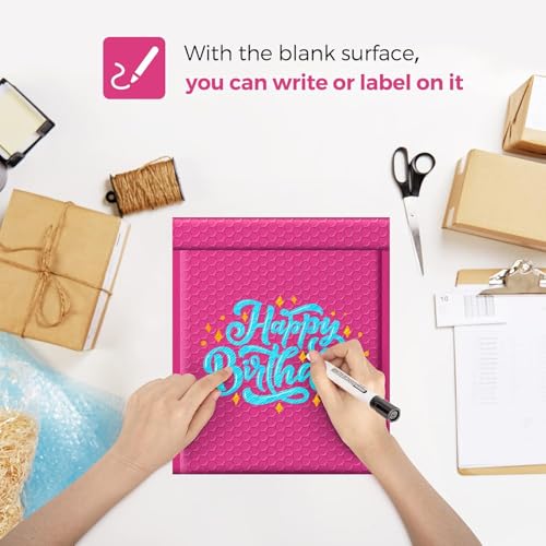 Image of Fuxury Bubble Mailer 8.5x12 Inch 250 Pack Self-Seal Adhesive Padded Envelopes Bulk, Water Resistant Padded Mailers for Mailing,Packaging,Small Business,Shipping, Hot Pink #2