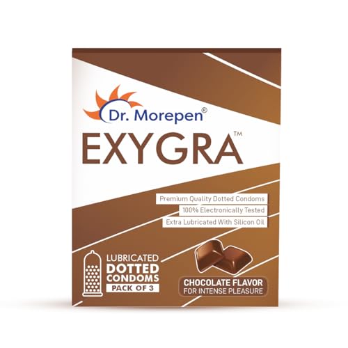 Image of Dr. Morepen Exygra Condoms- Ultra-thin, Lubricated, Extra Dotted, Choco Flavour 30 count