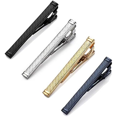 MOZETO Tie Clip, Classic Style Tie Bar Clip Set, Men's Luxury 4pcs Gift Box Set for Regular Ties Necktie Wedding Business Clips Cover