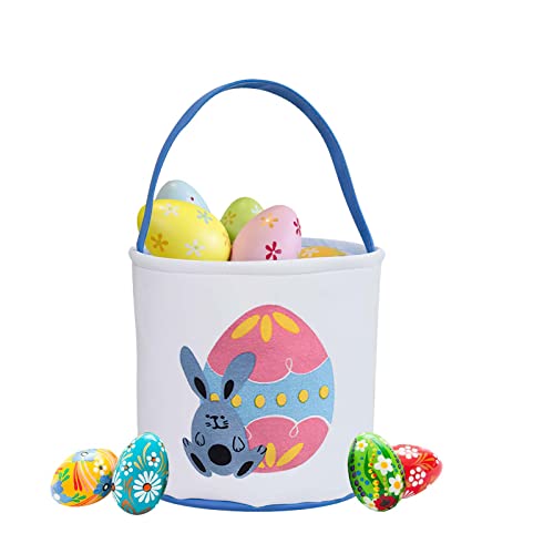Image of Easter Basket Bags, WOVTE Bunny Easter Basket, Easter Eggs /Gift Baskets for Kids, Bunny Bucket for Easter Eggs,Toys, Candy,Gifts (Blue)