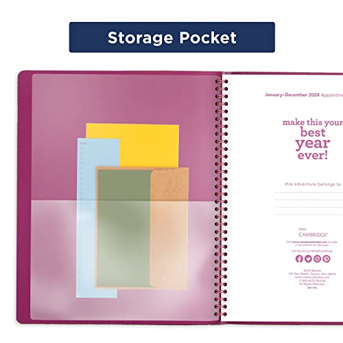 Cambridge 2024 Weekly & Monthly Appointment Book, 8-1/2" X 11", Large, Premium, Floradoodle, White, Black (589-905-24) #TOP7