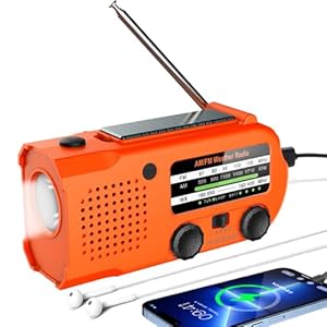 Emergency Radio, NOAA/AM/FM Weather Radio, Hand Crank Radio, Solar Radio, 5000MAH Rechargeable Battery Powered with USB Charging, SOS Alarm,Flashlight, & LED Reading Lamp for Camping Survival Home