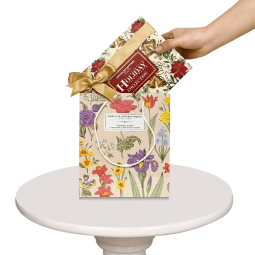 Image of SAN-CHA Tea Boutique, Holiday Collection, Tea Gift Box, French Earl Grey Tea & Ginger Green Tea, 50 Gram Each Loose Leaf Tea, Tea Gifting
