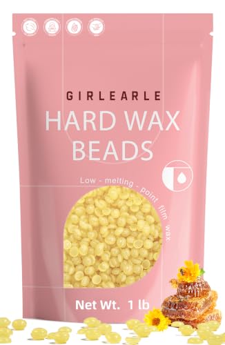 GIRLEARLE Hard Wax Beads, 1lb Honey Wax Beans for Hair Removal, Hard Wax for Sensitive Skin at Home, Wax Refill Perfect for Brazilian Bikini, Legs, Facial, Eyebrow and Full Body for Women and Men