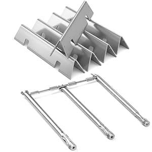 69787 Burners & 7636 Flavorizer Bars for Weber Spirit, Spirit II 300 Grills E-310 S-310 E-320 S-320 E-330 S-330 with Front Controls, Stainless Steel Grill Parts for Weber Spirit 2 GS4