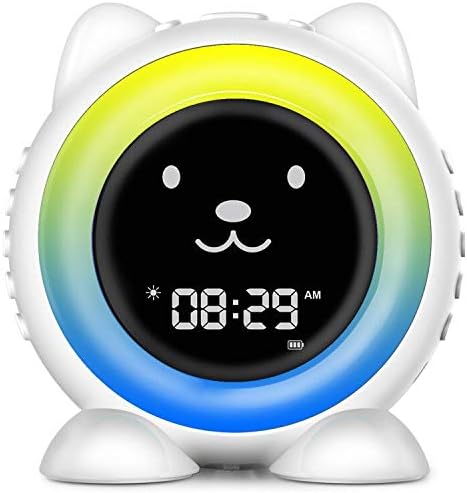 Cat Alarm Clock for Kids ,Time to Wake Sleep Trainer ,Night Light & Wake Up Light , Sleep Sound Machine