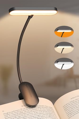 TATAANTY Book Light for Reading at Night, 14 LEDs & 80 Hrs Lasting Reading Light for Books in Bed, 3 Color Modes & Stepless Dimming Book Reading Light, Reachrgeable Book Light Clip on for Book Lovers