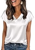 Occasione: Blusa donna maniche corte adatta per l'uso quotidiano, ufficio, lavoro, gite, riunioni d'affari, appuntamenti, feste, vacanze, tempo libero, viaggi, shopping, strada e casa. t shirt donna seta tshirt champagne donna t-shirt donna eleganti blusa nero donna camica donna scollo a v camica donna raso top donna raso camica raso donna bianca