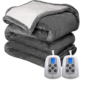 Marquess Electric Blanket Queen Size, Sherpa Flannel Heated Blanket with Dual Control, 10 Heat Settings, Automatic Shut…