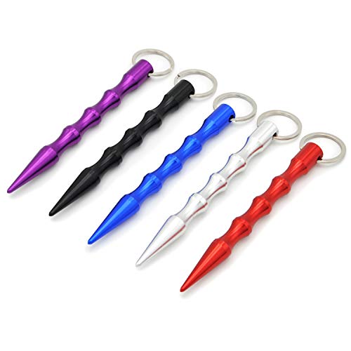 Beaugif Self-Defence Key Chain Metal Defense Keychains Aluminum Anti-Wolf Defense Keychain Womens Ladies's Aviation Rings 5 Pack, Multicolor, Medium
