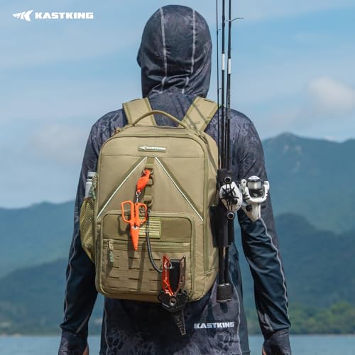 Image of KastKing KastMate Fishing Backpack With 2 Rod Holders, Khaki