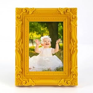 4×6 Yellow Frame for Shelf Desk Table Decor, Colorful Ornate Frame with Velvet Touch for Diamond Paintings Art Prints Posters, Modern Gallery Wall Frames for Bedroom Decoration (Yellow)