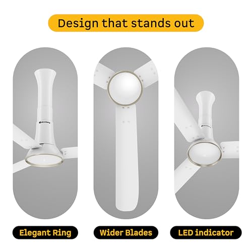 Image of atomberg Studio Ventra 1250mm BLDC Ceiling Fan with Remote Control | BEE 5-Star Rated | Advance Air+ Technology | LED Speed Indicator | Low Noise | 5 Year Warranty | Snow White