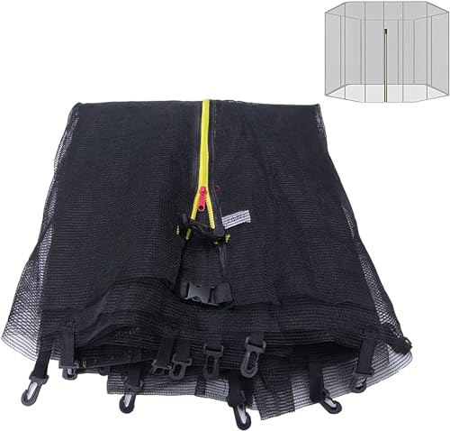 Trampolin Netz 488 12 Stangen, Schwarz Netz AußEnliegend, Ersatznetz, Rundes Schutznetz für Gartentrampolin, Uv-BestäNdig, Extrem Reißfest